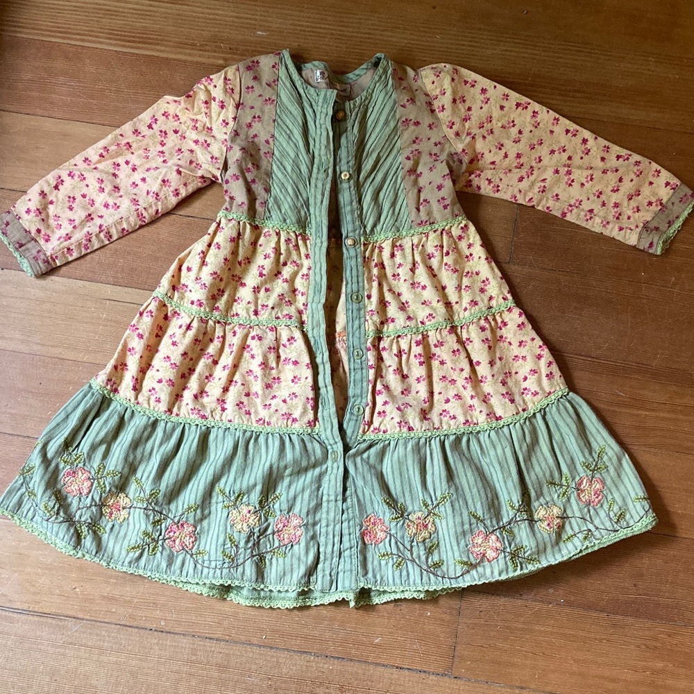 April Cornell Green and Pink Floral Dress